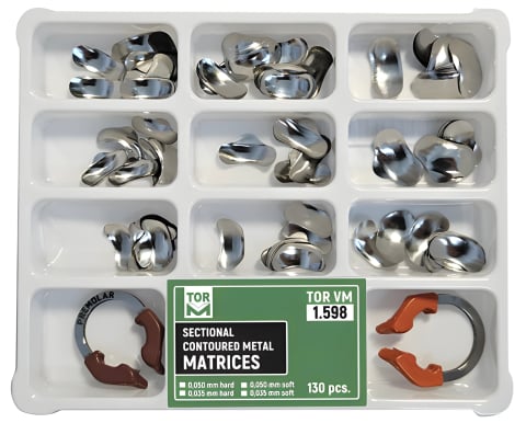 Sectional Contoured Metal Matrices, Set 130 pcs. with NiTi Rings