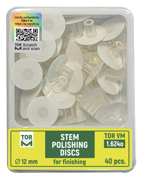 Stem Polishing Discs, Ø12 mm, superfine, back abrasive
