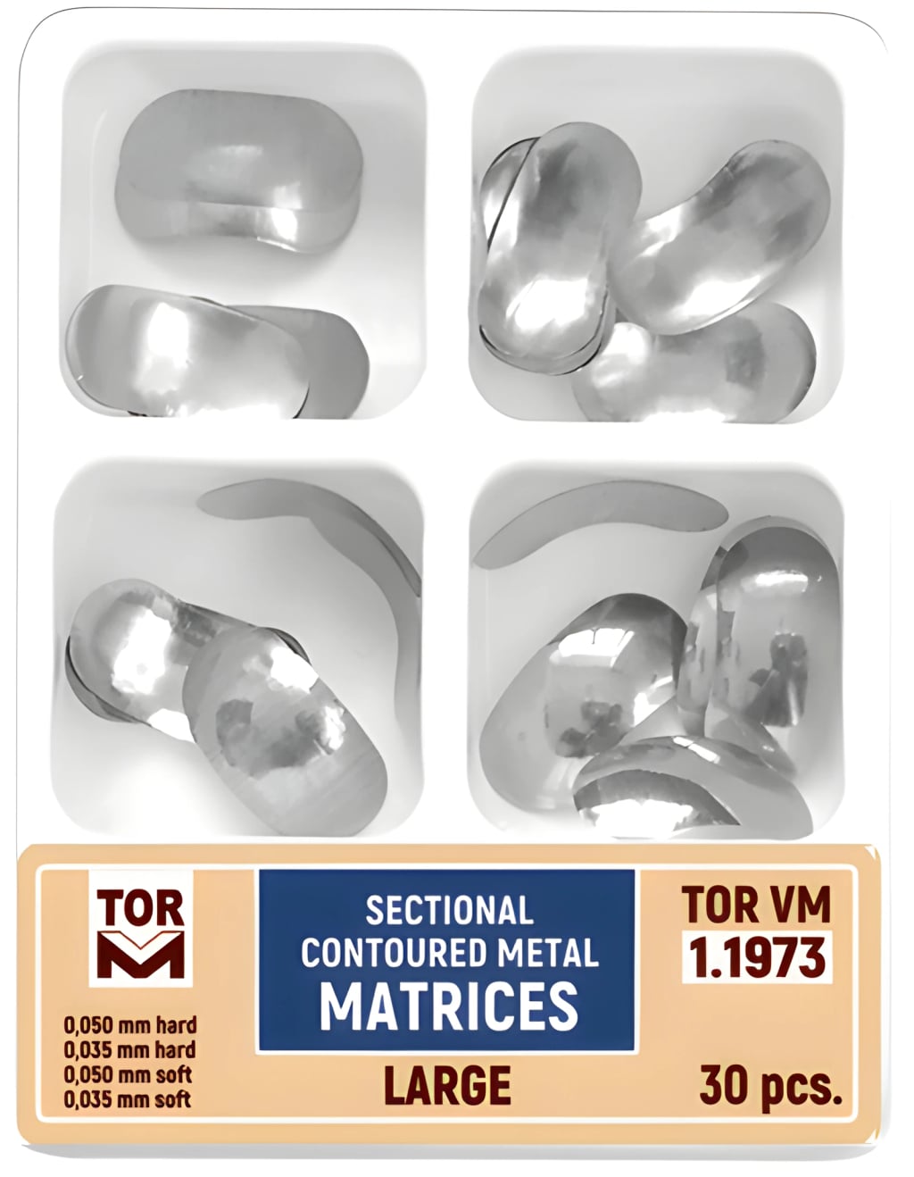 Sectional Contoured Metal Matrices, Large (wider, mixed set 30 pcs)